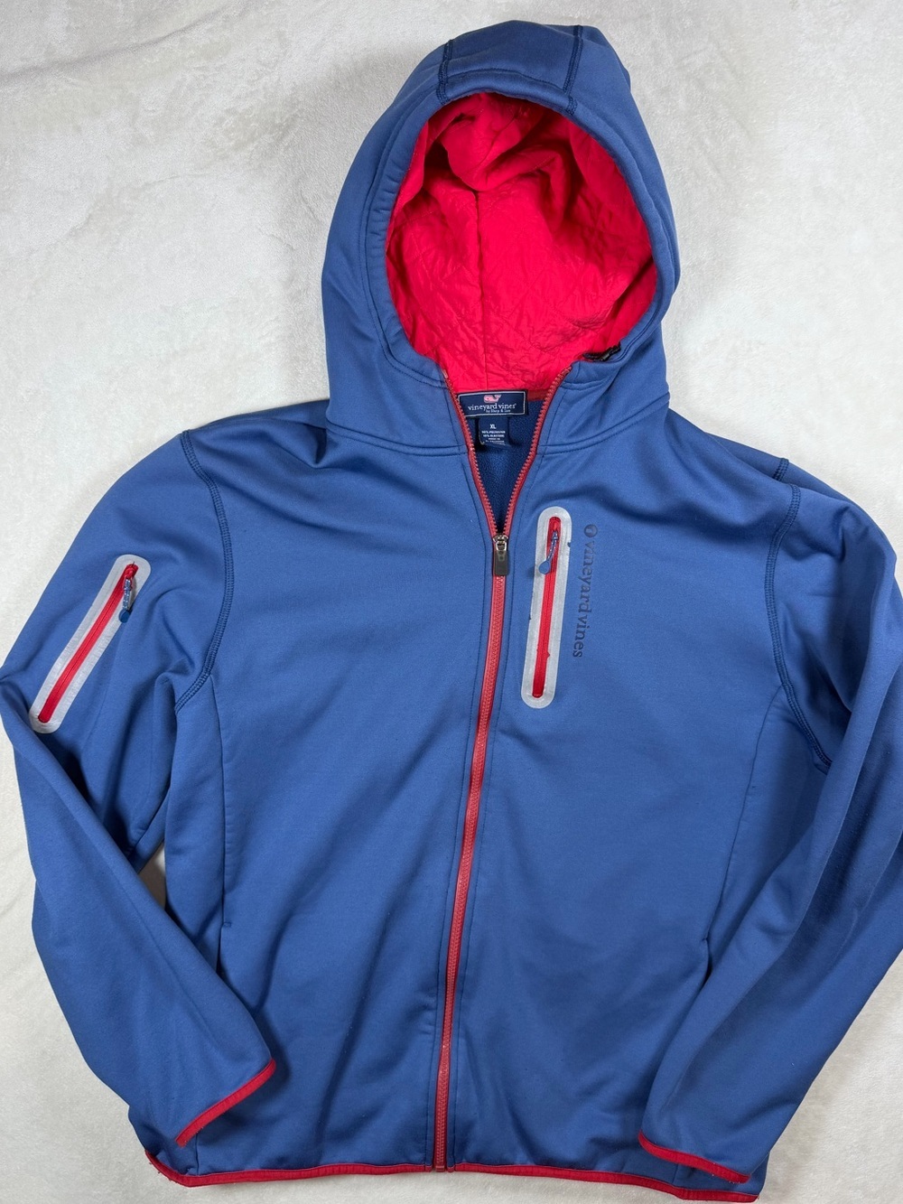 Vineyard Vines XL Blue Hooded Jacket with Red Lining